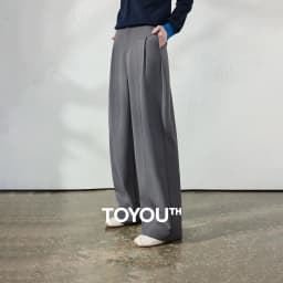 TOYOUTH Women's Wide Leg Suit Pants 2026 Fall New Drapey Seam Detail Tailored Office