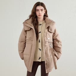 TOYOUTH Women's White Duck Down Coat 2026 Winter New Urban Functional Hooded Waist Cinched Windproof Outerwear