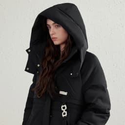 TOYOUTH Women's White Duck Down Coat 2026 Winter New Urban Functional Hooded Waist Cinched Windproof Outerwear
