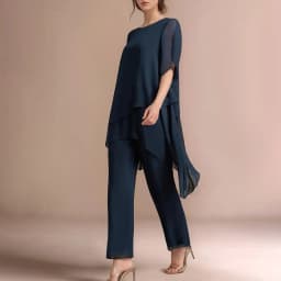 Casual Spring Outfit Women's 2-piece Chiffon Set Plus Size Wide Leg Pants Ruffle Layers V-neck Top Casual Office for Spring