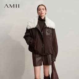 Amii Down Coats For Woman 2026 Winter New Casual Warm Patchwork Versatile Down Jacket Women's Long Sleeves Loose Top 12544075