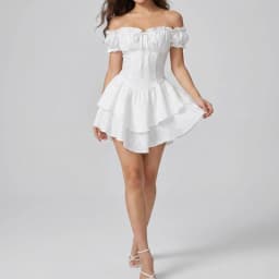 Summer New Women Commute Short Dress Fashion One-shoulder Pure Color Ruffles Cake Dress Elegant High Waist Slim Party Mini Dress
