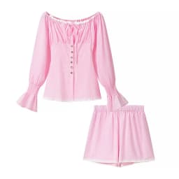 Fashion Off Shoulder Flared Sleeve Top + Shorts Party Set Women's Elegant Slim Vacation Outfits Pink Lace Patchwork Summer Suit