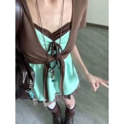 Y2K Korean Style Two Piece Set Women Ruched Front Camisole Top Short Sleeve Cropped Bolero Shrug Sweet Casual Summer Outfits