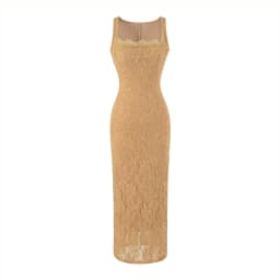 French-style square-neck lace strap slim-fit long dress women, summer and elegant dress