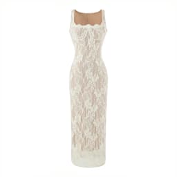 French-style square-neck lace strap slim-fit long dress women, summer and elegant dress