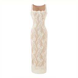 French-style square-neck lace strap slim-fit long dress women, summer and elegant dress