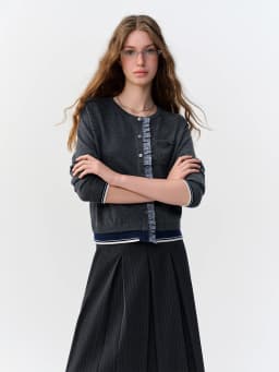 DUSHU 2026 Fall New Women's Patchwork Round Neck Knitted Sweater Wool Blend Long Sleeve Top Elegant Commute Style Multiple Sizes