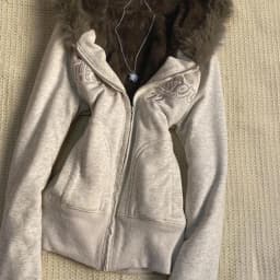 American Y2k Embroidered Fur Collar Hooded Sweatshirt for Women 2026 Autumn Winter New Retro Streetwear Women's Zip Up Hoodie