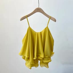 Korean Fashion Lightweight Chiffon Spaghetti Strap Crop Top Women's Summer Ruffled Flowy Cami Casual Daily Party Tanks