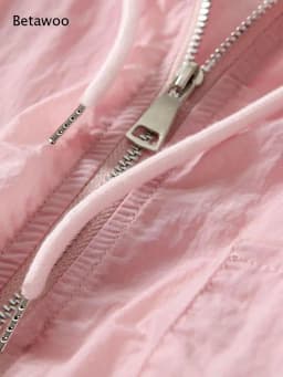 Women Cropped Hooded Windbreaker Jacket Zip Up Pocket Lantern Sleeve Lightweight Outdoor Coat