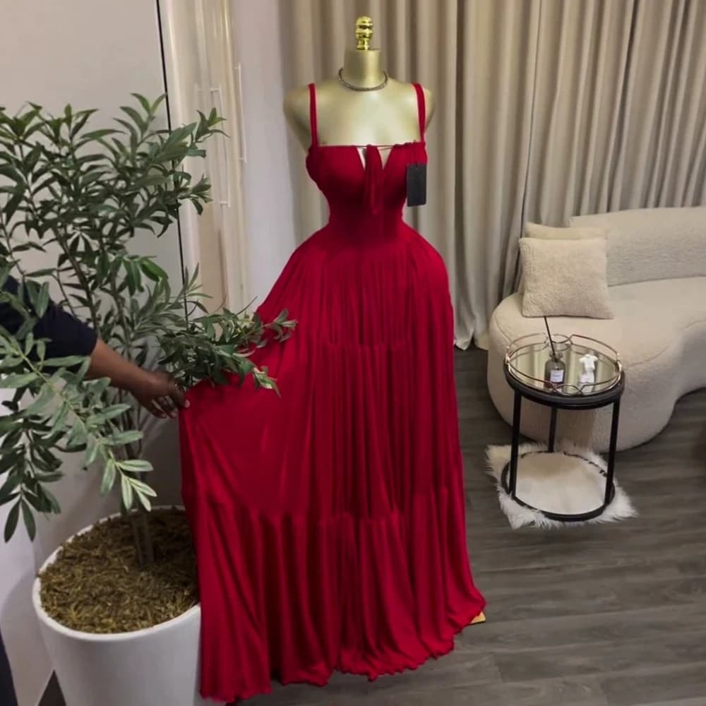 Women Spaghetti Strap Maxi Dress Sheer Waist Mesh Cutout Back Tie‑Up Tiered Ruffle Long Dress Evening Party Vacation Sundress