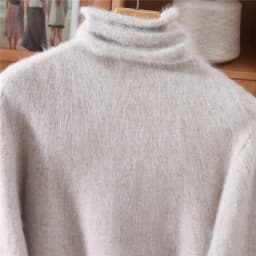 100% Pure Mink Fur Sweater Women's Pullover High Neck Knitted Sweater Autumn Winter New Item Pile Collar Thick Soft Base Sweater