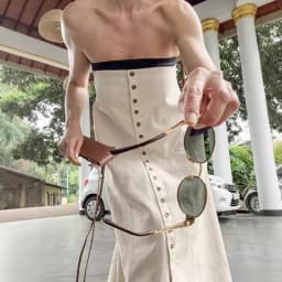 Elegant Strapless Sleeveless Dress Fashion Single Breasted Off Shoulder Vacation Dress Temperament Color Blocked Backless Dress