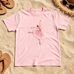 Elegant Pink Ballerina Dance Silhouette Women Summer Cotton T Shirt Grace Ballet Minimal Girly Graphic Tee