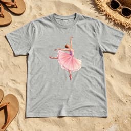 Elegant Pink Ballerina Dance Silhouette Women Summer Cotton T Shirt Grace Ballet Minimal Girly Graphic Tee