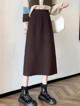 Autumn High Waist Knitted Skirts Women Korean Loose Solid Casual Midi Skirts Female Sweet Preppy Basic All Match A Line Skirts