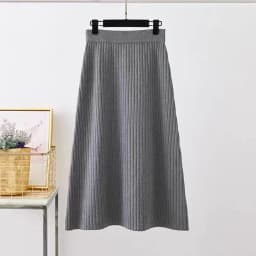 Autumn High Waist Knitted Skirts Women Korean Loose Solid Casual Midi Skirts Female Sweet Preppy Basic All Match A Line Skirts