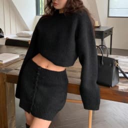 2026 Autumn Winter Women's Knitting Costume Turtleneck Solid Color Pullover Sweater Slim Skirt Two-piece Set Female Warm Suits