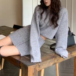 2026 Autumn Winter Women's Knitting Costume Turtleneck Solid Color Pullover Sweater Slim Skirt Two-piece Set Female Warm Suits