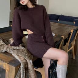 2026 Autumn Winter Women's Knitting Costume Turtleneck Solid Color Pullover Sweater Slim Skirt Two-piece Set Female Warm Suits