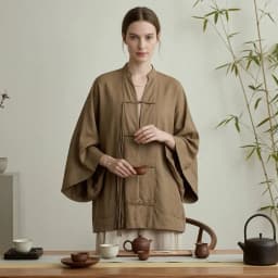 Women Stand Collar Shirt Chinese Frog Button Blouse for Early Fall, Loose Solid Color Long Sleeve Top Durable Polyester