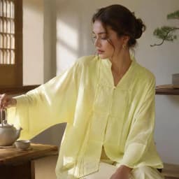 Women Stand Collar Shirt Chinese Frog Button Blouse for Early Fall, Loose Solid Color Long Sleeve Top Durable Polyester