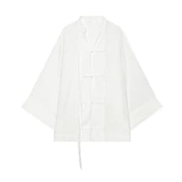 Women Stand Collar Shirt Chinese Frog Button Blouse for Early Fall, Loose Solid Color Long Sleeve Top Durable Polyester