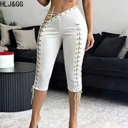 HLJ&GG Fashion Y2K Letter Print One Shoulder Two Piece Set Women Side Drawstring Ruched Top And Hollow Bandage Shorts Streetwear