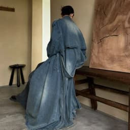 French Retro Washed Denim Trench Coat for Women A New Autumn Collection of Loose Retro and Casual Long High-end Overcoat Fashion