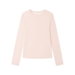 Silk Wool Blend O Neck Long Sleeve Tee for Women Pink Thin Casual Summer Top