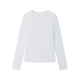 Silk Wool Blend O Neck Long Sleeve Tee for Women Pink Thin Casual Summer Top