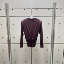 Ladies Cotton‑blend Long Sleeve Tee Crew Neck Front Twisted Knot Ruched Slim Fashion Cropped T‑Shirt Women Casual Daily Tops