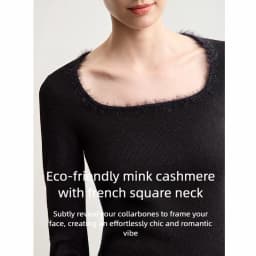 Amii Sweater For Woman 2026 Winter New Modern Retro Square Collar Sweater Slim Solid Versatile Women's Long Sleeve Top 12544142