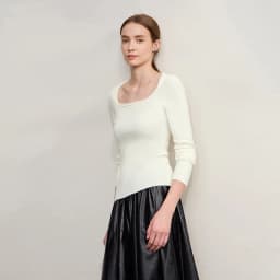 Amii Sweater For Woman 2026 Winter New Modern Retro Square Collar Sweater Slim Solid Versatile Women's Long Sleeve Top 12544142