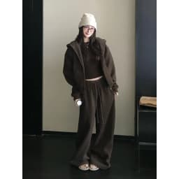 American Casual Relaxation Sweater Set Women's Autumn Loose Retro Sports Hooded Jacket Wide-leg Pants Two-piece Set