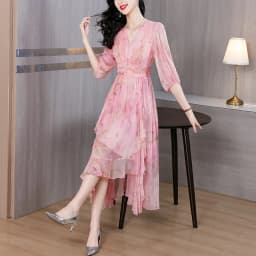 Summer Floral Silk Beach Midi Sundress Women Boho Fashion Casual Light Maxi Dress 2026 Spring Elegant Luxury Festival Vestidos