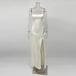Elegant Satin Backless Slip Long Dress Women Sexy Lace Patchwork Lace-up Sleeveless Maxi Dresses Fashion Evening Party Vestidos