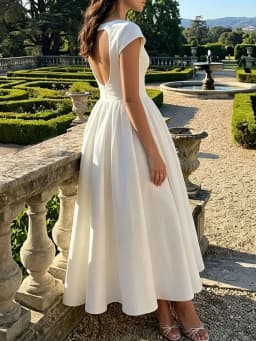 Elegant Hight Waist White Princess Dress Fashion French Style O-neck A-Line Dress Women's Sexy Backless Hollow Long Party Dress