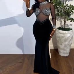 Diamond Design Slim Sexy Long Dress Women Elegant Solid Wrap Hip Dresses Fashion O Neck See Through Mesh Patchwork Banquet Dress