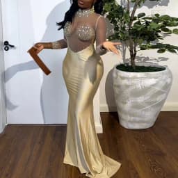 Diamond Design Slim Sexy Long Dress Women Elegant Solid Wrap Hip Dresses Fashion O Neck See Through Mesh Patchwork Banquet Dress