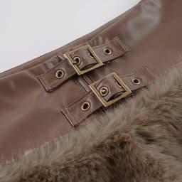 Autumn New Spice Girls Street Waist Straps Pu Leather Splicing Fluffy Shorts Metal Buckle Zipper Design Hot Pants
