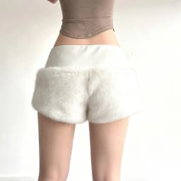 Autumn New Spice Girls Street Waist Straps Pu Leather Splicing Fluffy Shorts Metal Buckle Zipper Design Hot Pants