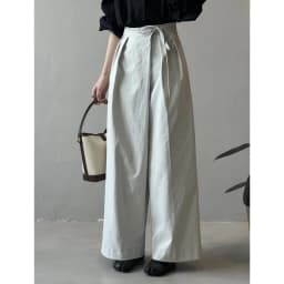 Johnature Casual Korean Asymmetrical Slant Front Tie Wide-leg Pants Women High-waisted Versatile Straight-leg Casual Pants