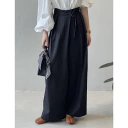 Johnature Casual Korean Asymmetrical Slant Front Tie Wide-leg Pants Women High-waisted Versatile Straight-leg Casual Pants