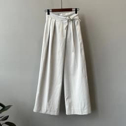 Johnature Casual Korean Asymmetrical Slant Front Tie Wide-leg Pants Women High-waisted Versatile Straight-leg Casual Pants