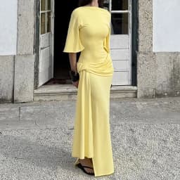 Spring Elegant O Neck High Waist Pleated Dress Retro Solid Slim Bodycon Women Party Dress Autumn Half Sleeve Bohemian Maxi Dress