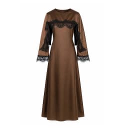 Women Luxurious Satin Floor Length Maxi Dress Elegant Solid Color Long Sleeve Banquet Dress Temperament High Waist Pleated Dress