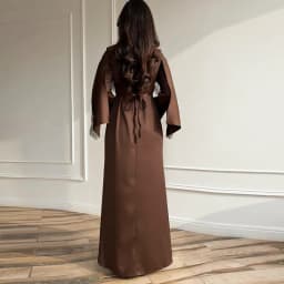 Women Luxurious Satin Floor Length Maxi Dress Elegant Solid Color Long Sleeve Banquet Dress Temperament High Waist Pleated Dress