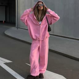 Hooded Zipper Long Sleeved Coat with Wide Leg Pants Women's Outfits Autumn Loose Sportswear Street Style Casual Two Piece Set